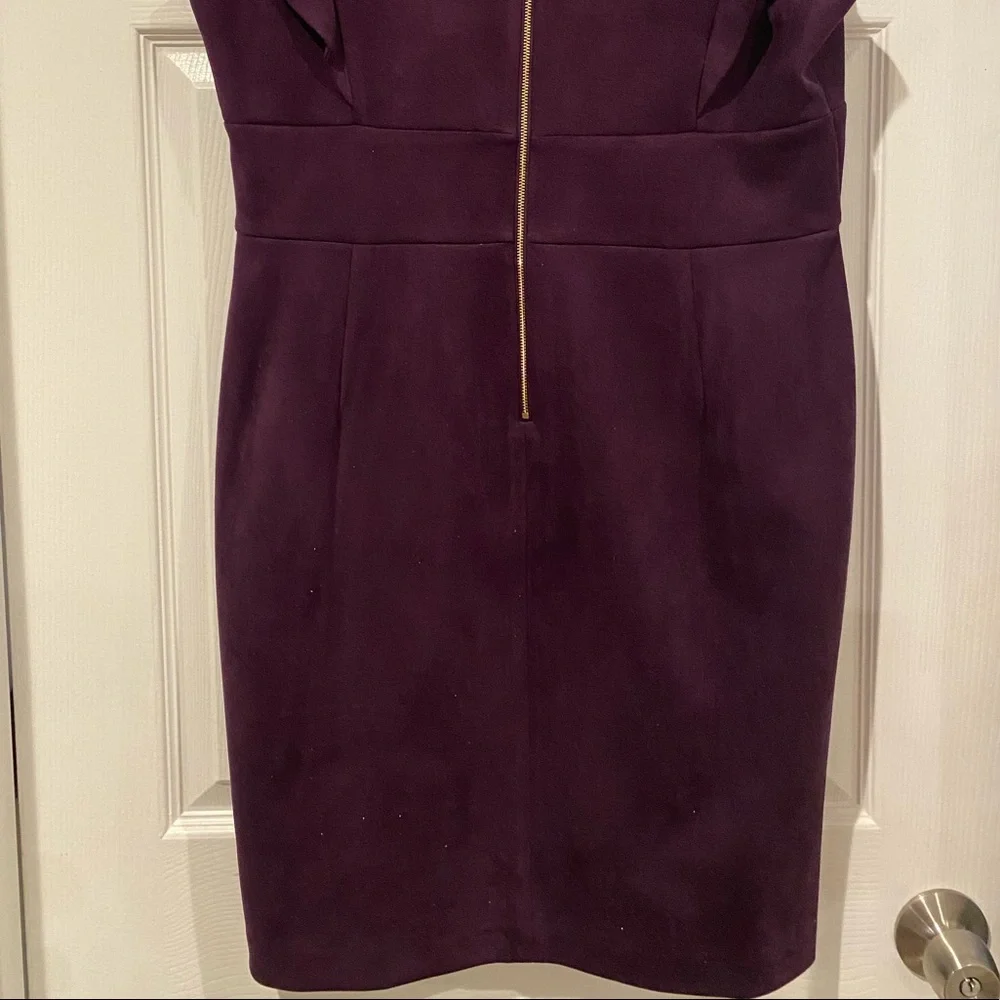 DKNY Ruffled Cap-Sleeve Sheath Dress Aubergine Purple - Picture 8 of 8